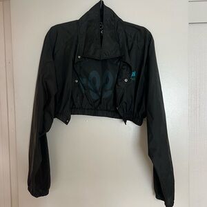 Vintage Harrahs Cropped Black Bomber Jacket